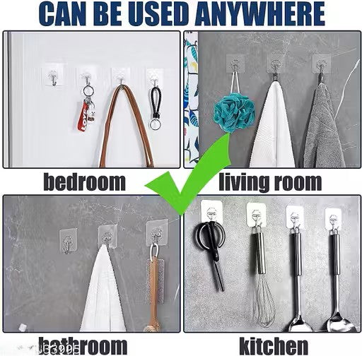 Waterproof Stick  Stronger Plastic Wall Hooks Hangers ( Pack Of 30 )