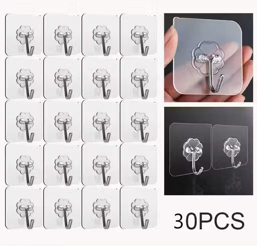 Waterproof Stick  Stronger Plastic Wall Hooks Hangers ( Pack Of 30 )