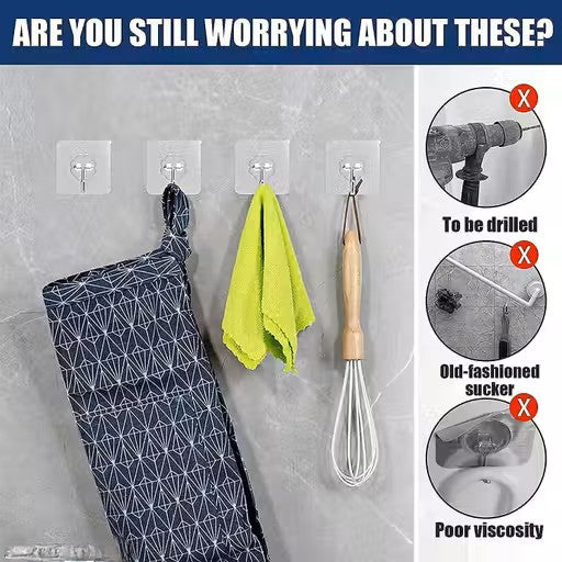 Waterproof Stick  Stronger Plastic Wall Hooks Hangers ( Pack Of 30 )